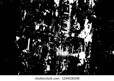 Grunge overlay layer. Abstract black and white vector background. Monochrome vintage surface with dirty pattern in cracks, spots, dots. Old wall in dark horror style design
