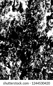 Grunge overlay layer. Abstract black and white vector background. Monochrome vintage surface with dirty pattern in cracks, spots, dots. Old wall in dark horror style design