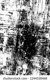 Grunge overlay layer. Abstract black and white vector background. Monochrome vintage surface with dirty pattern in cracks, spots, dots. Old wall in dark horror style design