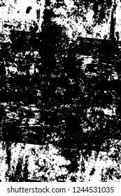 Grunge overlay layer. Abstract black and white vector background. Monochrome vintage surface with dirty pattern in cracks, spots, dots. Old wall in dark horror style design