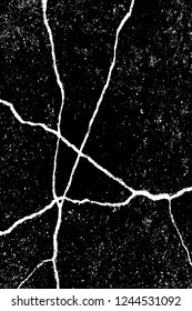 Grunge overlay layer. Abstract black and white vector background. Monochrome vintage surface with dirty pattern in cracks, spots, dots. Old wall in dark horror style design