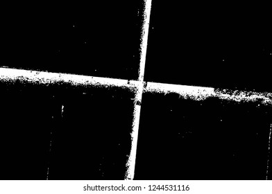 Grunge overlay layer. Abstract black and white vector background. Monochrome vintage surface with dirty pattern in cracks, spots, dots. Old wall in dark horror style design