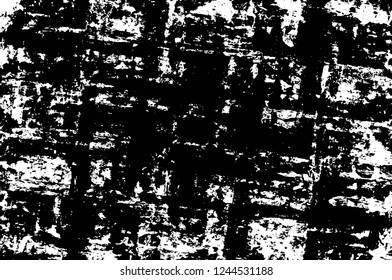 Grunge overlay layer. Abstract black and white vector background. Monochrome vintage surface with dirty pattern in cracks, spots, dots. Old wall in dark horror style design