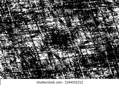 Grunge overlay layer. Abstract black and white vector background. Monochrome vintage surface with dirty pattern in cracks, spots, dots. Old wall in dark horror style design