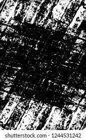 Grunge overlay layer. Abstract black and white vector background. Monochrome vintage surface with dirty pattern in cracks, spots, dots. Old wall in dark horror style design