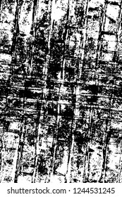 Grunge overlay layer. Abstract black and white vector background. Monochrome vintage surface with dirty pattern in cracks, spots, dots. Old wall in dark horror style design