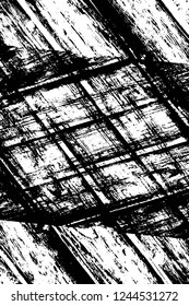 Grunge overlay layer. Abstract black and white vector background. Monochrome vintage surface with dirty pattern in cracks, spots, dots. Old wall in dark horror style design