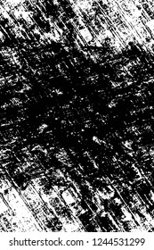 Grunge overlay layer. Abstract black and white vector background. Monochrome vintage surface with dirty pattern in cracks, spots, dots. Old wall in dark horror style design