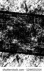 Grunge overlay layer. Abstract black and white vector background. Monochrome vintage surface with dirty pattern in cracks, spots, dots. Old wall in dark horror style design