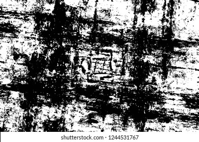 Grunge overlay layer. Abstract black and white vector background. Monochrome vintage surface with dirty pattern in cracks, spots, dots. Old wall in dark horror style design