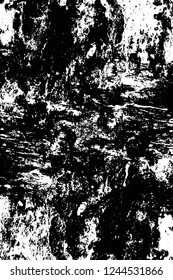 Grunge overlay layer. Abstract black and white vector background. Monochrome vintage surface with dirty pattern in cracks, spots, dots. Old wall in dark horror style design