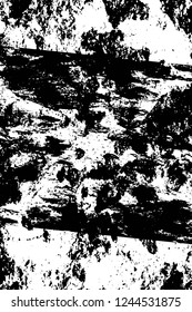 Grunge overlay layer. Abstract black and white vector background. Monochrome vintage surface with dirty pattern in cracks, spots, dots. Old wall in dark horror style design