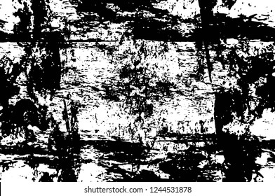 Grunge overlay layer. Abstract black and white vector background. Monochrome vintage surface with dirty pattern in cracks, spots, dots. Old wall in dark horror style design