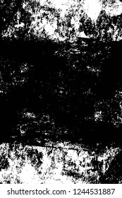 Grunge overlay layer. Abstract black and white vector background. Monochrome vintage surface with dirty pattern in cracks, spots, dots. Old wall in dark horror style design
