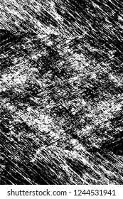 Grunge overlay layer. Abstract black and white vector background. Monochrome vintage surface with dirty pattern in cracks, spots, dots. Old wall in dark horror style design