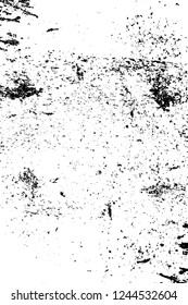 Grunge overlay layer. Abstract black and white vector background. Monochrome vintage surface with dirty pattern in cracks, spots, dots. Old wall in dark horror style design