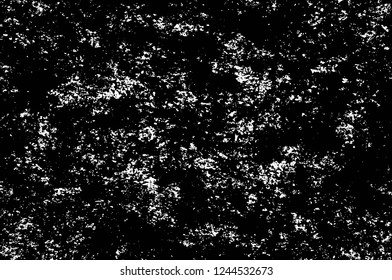 Grunge overlay layer. Abstract black and white vector background. Monochrome vintage surface with dirty pattern in cracks, spots, dots. Old wall in dark horror style design