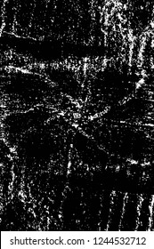 Grunge overlay layer. Abstract black and white vector background. Monochrome vintage surface with dirty pattern in cracks, spots, dots. Old wall in dark horror style design