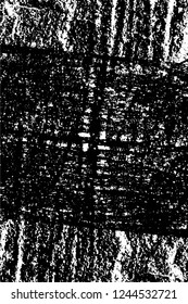 Grunge overlay layer. Abstract black and white vector background. Monochrome vintage surface with dirty pattern in cracks, spots, dots. Old wall in dark horror style design