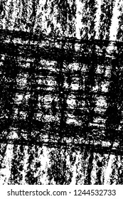 Grunge overlay layer. Abstract black and white vector background. Monochrome vintage surface with dirty pattern in cracks, spots, dots. Old wall in dark horror style design