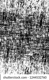 Grunge overlay layer. Abstract black and white vector background. Monochrome vintage surface with dirty pattern in cracks, spots, dots. Old wall in dark horror style design