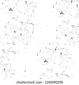 Grunge overlay layer. Abstract black and white vector background. Monochrome vintage surface with dirty pattern in cracks, spots, dots. Old wall in dark horror style design