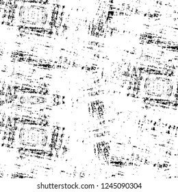 Grunge overlay layer. Abstract black and white vector background. Monochrome vintage surface with dirty pattern in cracks, spots, dots. Old wall in dark horror style design