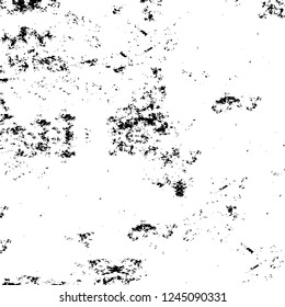 Grunge overlay layer. Abstract black and white vector background. Monochrome vintage surface with dirty pattern in cracks, spots, dots. Old wall in dark horror style design