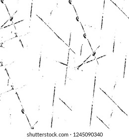 Grunge overlay layer. Abstract black and white vector background. Monochrome vintage surface with dirty pattern in cracks, spots, dots. Old wall in dark horror style design