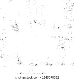 Grunge overlay layer. Abstract black and white vector background. Monochrome vintage surface with dirty pattern in cracks, spots, dots. Old wall in dark horror style design