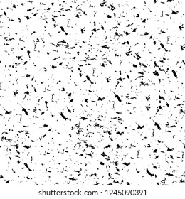 Grunge overlay layer. Abstract black and white vector background. Monochrome vintage surface with dirty pattern in cracks, spots, dots. Old wall in dark horror style design