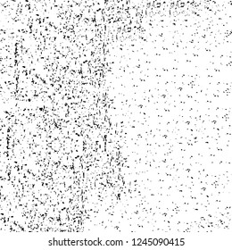 Grunge overlay layer. Abstract black and white vector background. Monochrome vintage surface with dirty pattern in cracks, spots, dots. Old wall in dark horror style design