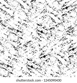 Grunge overlay layer. Abstract black and white vector background. Monochrome vintage surface with dirty pattern in cracks, spots, dots. Old wall in dark horror style design