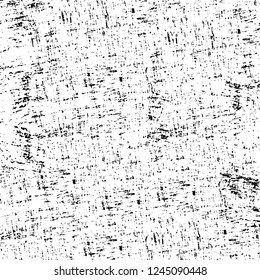Grunge overlay layer. Abstract black and white vector background. Monochrome vintage surface with dirty pattern in cracks, spots, dots. Old wall in dark horror style design