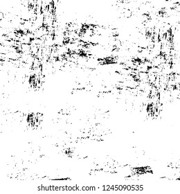 Grunge overlay layer. Abstract black and white vector background. Monochrome vintage surface with dirty pattern in cracks, spots, dots. Old wall in dark horror style design