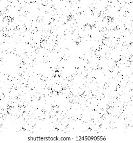 Grunge overlay layer. Abstract black and white vector background. Monochrome vintage surface with dirty pattern in cracks, spots, dots. Old wall in dark horror style design
