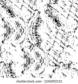 Grunge overlay layer. Abstract black and white vector background. Monochrome vintage surface with dirty pattern in cracks, spots, dots. Old wall in dark horror style design