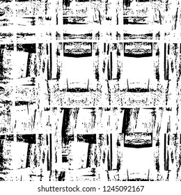 Grunge overlay layer. Abstract black and white vector background. Monochrome vintage surface with dirty pattern in cracks, spots, dots. Old wall in dark horror style design
