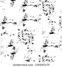 Grunge overlay layer. Abstract black and white vector background. Monochrome vintage surface with dirty pattern in cracks, spots, dots. Old wall in dark horror style design