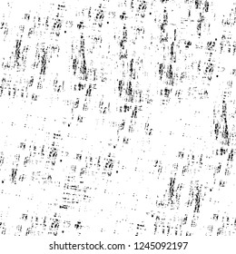Grunge overlay layer. Abstract black and white vector background. Monochrome vintage surface with dirty pattern in cracks, spots, dots. Old wall in dark horror style design