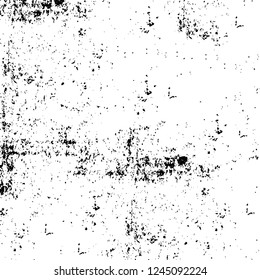 Grunge overlay layer. Abstract black and white vector background. Monochrome vintage surface with dirty pattern in cracks, spots, dots. Old wall in dark horror style design