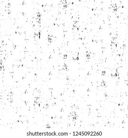 Grunge overlay layer. Abstract black and white vector background. Monochrome vintage surface with dirty pattern in cracks, spots, dots. Old wall in dark horror style design