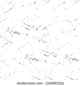 Grunge overlay layer. Abstract black and white vector background. Monochrome vintage surface with dirty pattern in cracks, spots, dots. Old wall in dark horror style design