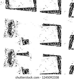 Grunge overlay layer. Abstract black and white vector background. Monochrome vintage surface with dirty pattern in cracks, spots, dots. Old wall in dark horror style design