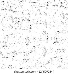 Grunge overlay layer. Abstract black and white vector background. Monochrome vintage surface with dirty pattern in cracks, spots, dots. Old wall in dark horror style design