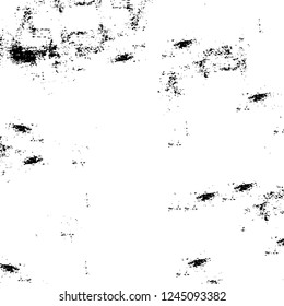 Grunge overlay layer. Abstract black and white vector background. Monochrome vintage surface with dirty pattern in cracks, spots, dots. Old wall in dark horror style design