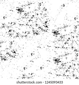 Grunge overlay layer. Abstract black and white vector background. Monochrome vintage surface with dirty pattern in cracks, spots, dots. Old wall in dark horror style design