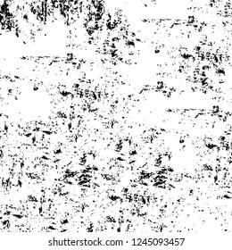 Grunge overlay layer. Abstract black and white vector background. Monochrome vintage surface with dirty pattern in cracks, spots, dots. Old wall in dark horror style design