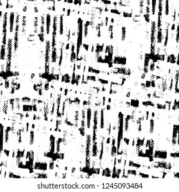 Grunge overlay layer. Abstract black and white vector background. Monochrome vintage surface with dirty pattern in cracks, spots, dots. Old wall in dark horror style design
