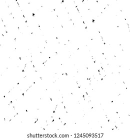 Grunge overlay layer. Abstract black and white vector background. Monochrome vintage surface with dirty pattern in cracks, spots, dots. Old wall in dark horror style design